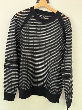 Skingraft Men's navy see through Grid Knit Sweater